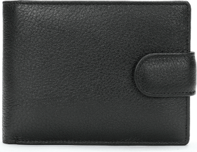 Горизонтальне чоловіче портмоне із зернистої шкіри чорного кольору з фіксацією на кнопку Vintage (2420041)