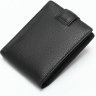 Горизонтальное мужское портмоне из зернистой кожи черного цвета с фиксацией на кнопку Vintage (2420041) - 5