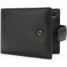 Горизонтальное мужское портмоне из зернистой кожи черного цвета с фиксацией на кнопку Vintage (2420041) - 6