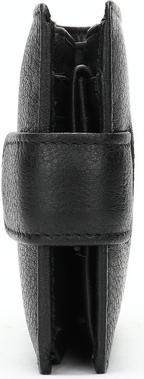Горизонтальное мужское портмоне из зернистой кожи черного цвета с фиксацией на кнопку Vintage (2420041)