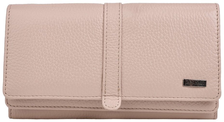 Большой женский кошелек из зернистой кожи на 2 автономных отделения Desisan 106986 пудрового цвета modnotak фото №1