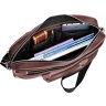 Деловая мужская сумка для ноутбука из фактурной кожи темно-коричневого цвета Issa Hara (21191) - 2