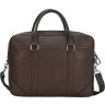Ділова чоловіча сумка для ноутбука із фактурної шкіри темно-коричневого кольору Issa Hara (21191) - 3