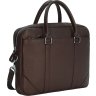 Деловая мужская сумка для ноутбука из фактурной кожи темно-коричневого цвета Issa Hara (21191) - 4
