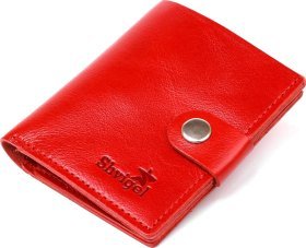 Червоний жіночий гаманець із натуральної шкіри з хлястиком на кнопці Shvigel (2416503)