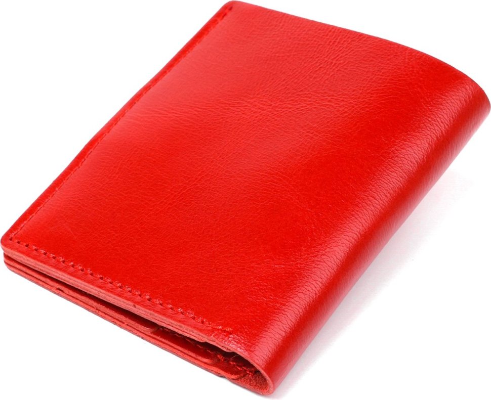 Красный женский кошелек из натуральной кожи с хлястиком на кнопке Shvigel (2416503)
