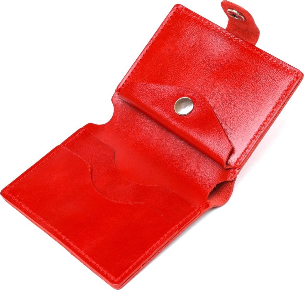 Красный женский кошелек из натуральной кожи с хлястиком на кнопке Shvigel (2416503)