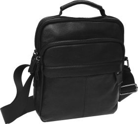 Чоловіча шкіряна сумка-барсетка середнього розміру у чорному кольорі Keizer (57186)