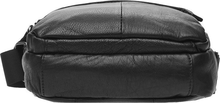 Мужская кожаная сумка-барсетка среднего размера в черном цвете Keizer (57186)
