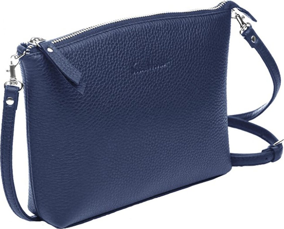 Синяя женская сумка-кросбоди из фактурной кожи с фиксацией на молнию Issa Hara Ксения М (21139)