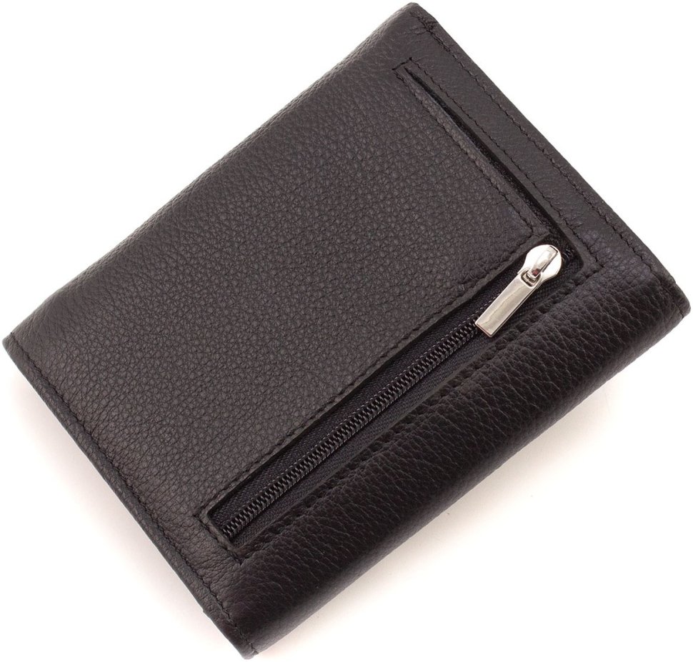 Женский кошелек из натуральной кожи черного цвета с окошком под документы ST Leather 1767286