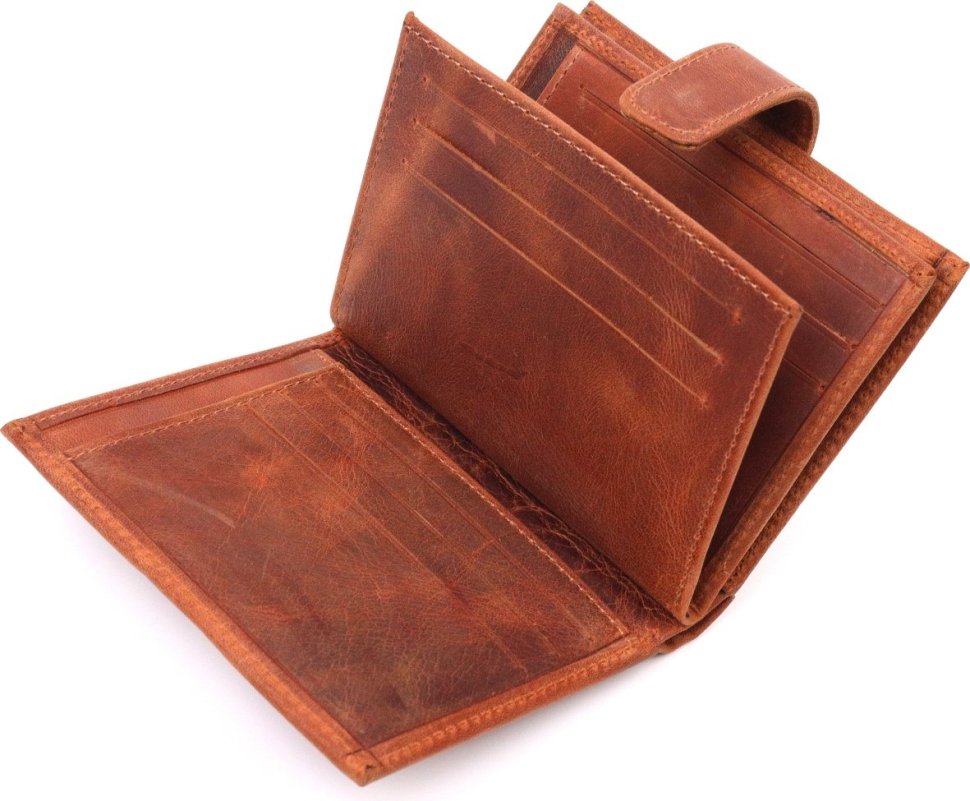 Рудий чоловічий вертикальний гаманець із вінтажної шкіри KARYA (2421388)