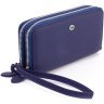 Жіночий гаманець із натуральної шкіри синього кольору на дві блискавки ST Leather 1767386 - 1