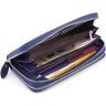 Жіночий гаманець із натуральної шкіри синього кольору на дві блискавки ST Leather 1767386 - 6