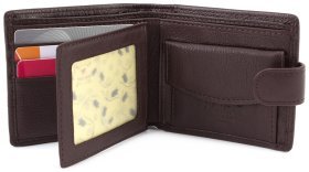 Шкіряне портмоне коричневого кольору на кнопці Tailian (16348)