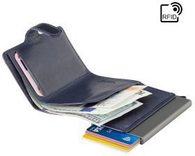 Синій чоловічий гаманець-картхолдер із натуральної шкіри високої якості Visconti Fireblade 77386