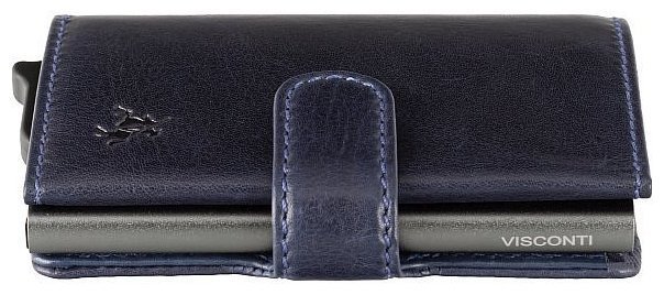 Синій чоловічий гаманець-картхолдер із натуральної шкіри високої якості Visconti Fireblade 77386