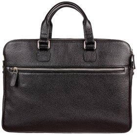 Діловий чоловічий портфель зі шкіри флотар чорного кольору Desisan 107486 через плече