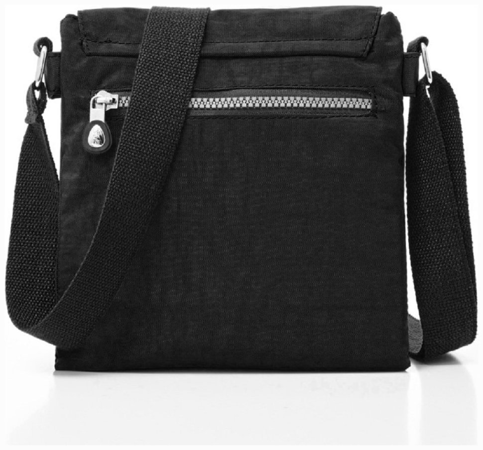 Женская наплечная сумка из черного текстиля с клапаном Confident 77586