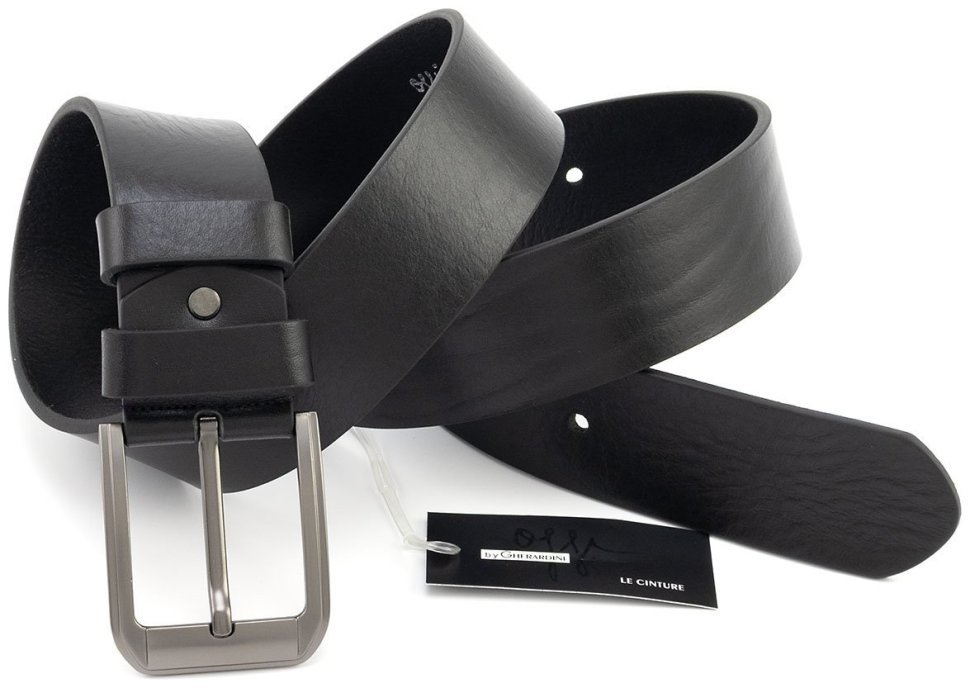 Широкий джинсовый мужкой ремень из итальянской кожи Gherardini 45049 черного цвета фото №4 Широкий джинсовый мужкой ремень из итальянской кожи Gherardini 45049 черного цвета modnotak фото №4