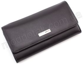 Гладкий шкіряний гаманець чорного кольору KARYA (1061-1)