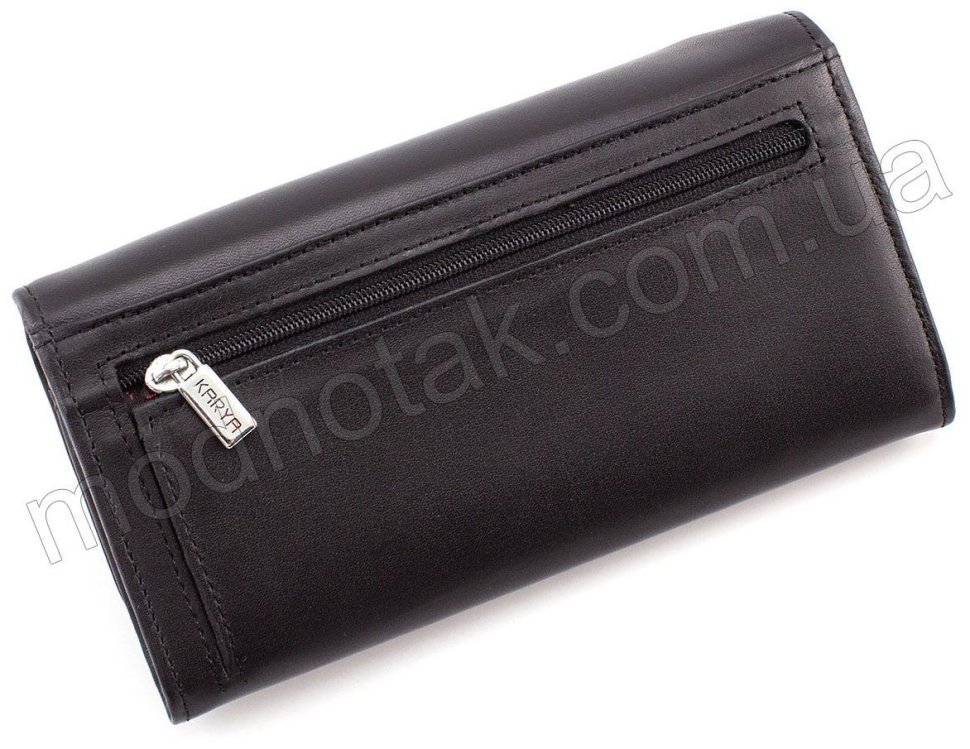 Гладкий кожаный кошелек черного цвета KARYA (1061-1)