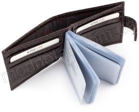 Коричневая визитница с тиснение под рептилию KARYA (16590)