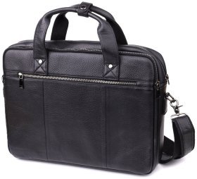 Містка чоловіча сумка з натуральної шкіри для ноутбука до 15" Vintage 98186 чорного кольору
