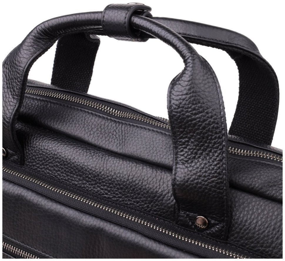 Вместительная мужская сумка из натуральной кожи для ноутбука до 15" Vintage 98186 черного цвета modnotak фото №6