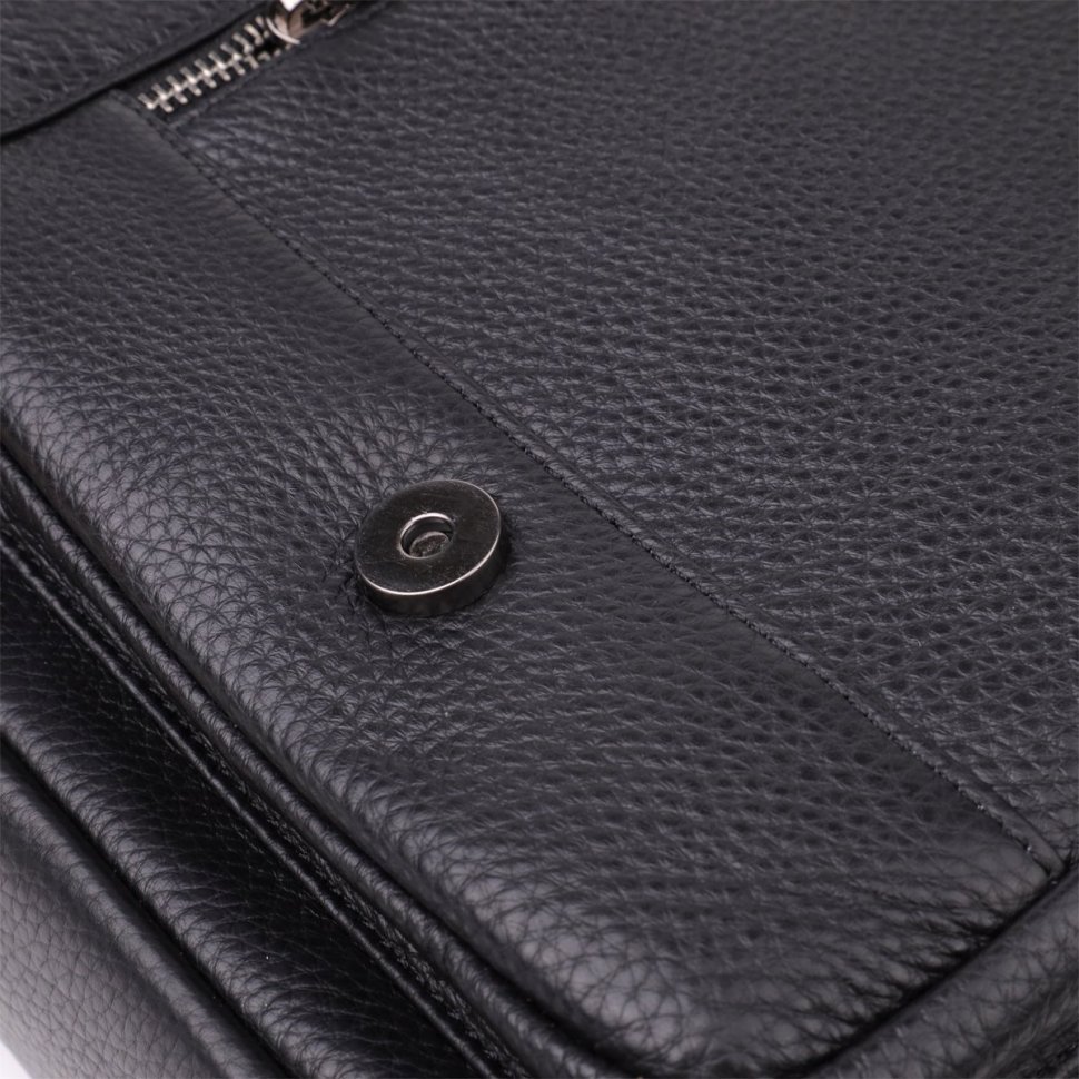 Вместительная мужская сумка из натуральной кожи для ноутбука до 15" Vintage 98186 черного цвета modnotak фото №8