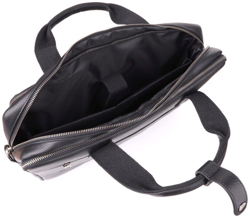 Вместительная мужская сумка из натуральной кожи для ноутбука до 15" Vintage 98186 черного цвета modnotak фото №9