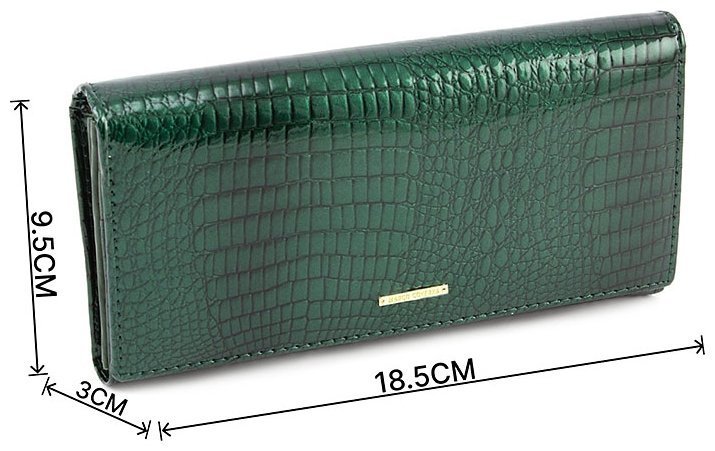 Зеленый лаковый кошелек с узором под крокодила Marco Coverna (16641) modnotak фото №3