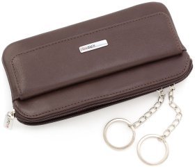 Горизонтальная ключница из натуральной гладкой кожи коричневого цвета KARYA (12364)