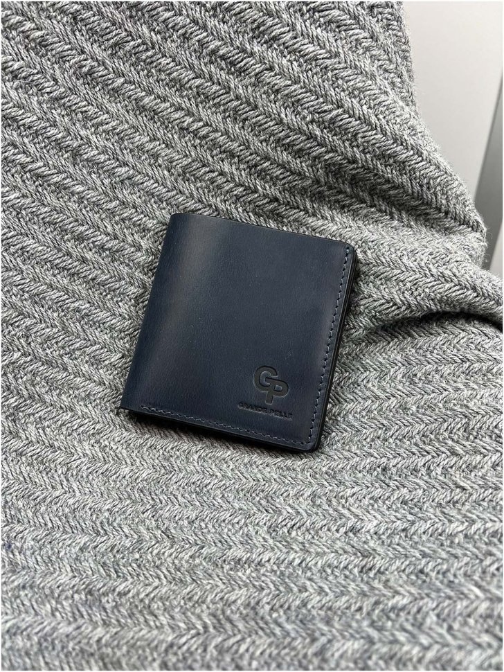Синій шкіряний гаманець ручної роботи Grande Pelle (13062)