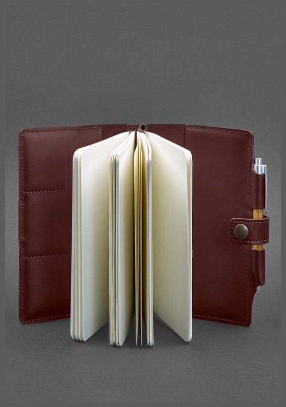 Женский кожаный блокнот (Софт-бук) формата A5 мини в бордовом цвете BlankNote 78586 modnotak фото №4