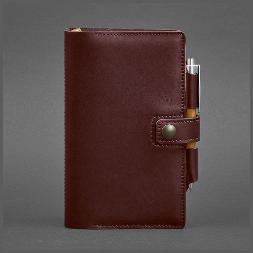 Женский кожаный блокнот (Софт-бук) формата A5 мини в бордовом цвете BlankNote 78586 modnotak фото №8