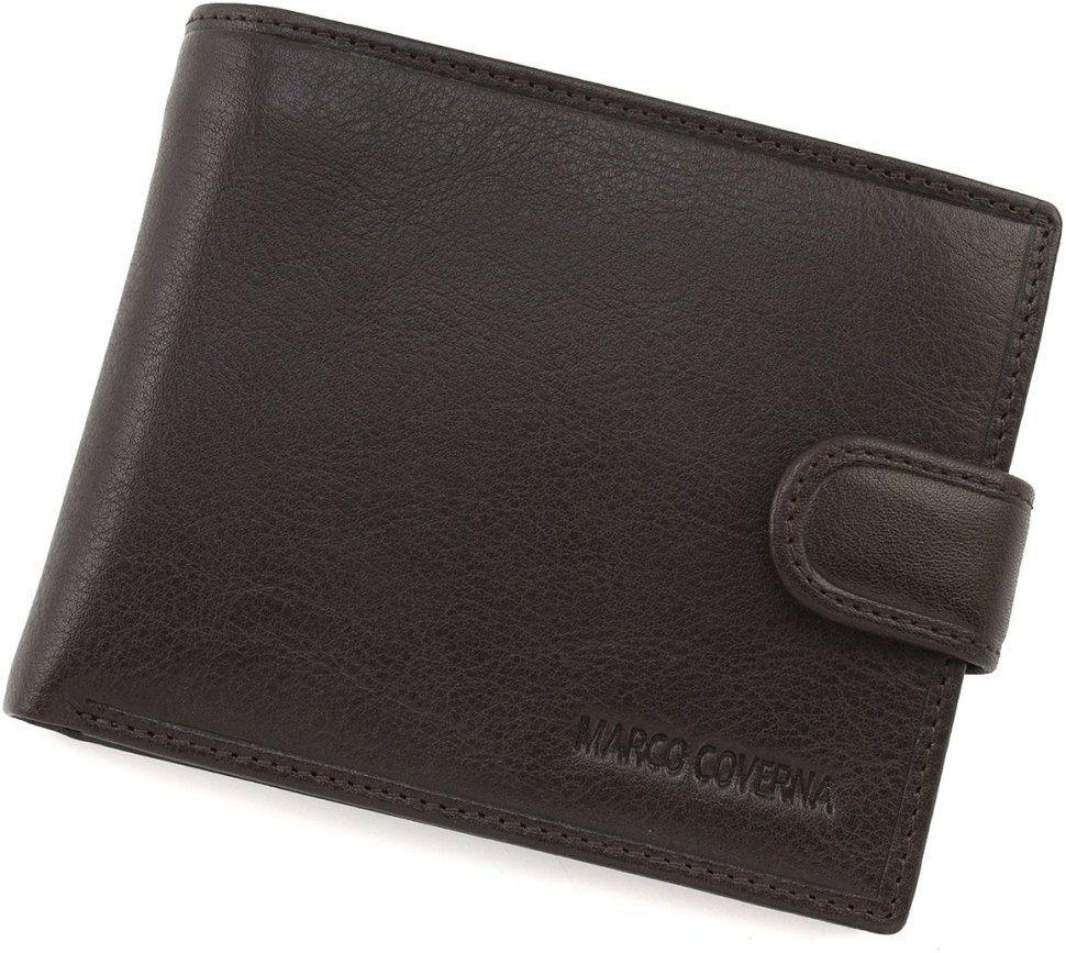 Коричневое мужское портмоне из высококачественной натуральной кожи под карточки и документы Marco Coverna 68686