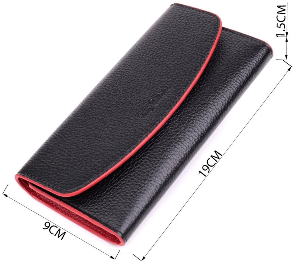 Кожаный женский кошелек с необычным клапаном Tony Bellucci 2422860 Черный фото №3 Кожаный женский кошелек с необычным клапаном Tony Bellucci 2422860 Черный modnotak фото №3