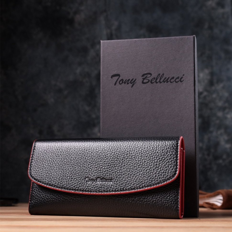Кожаный женский кошелек с необычным клапаном Tony Bellucci 2422860 Черный фото №10 Кожаный женский кошелек с необычным клапаном Tony Bellucci 2422860 Черный modnotak фото №10