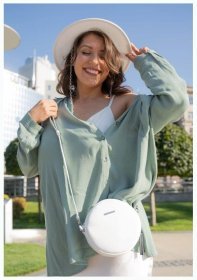 Кругла жіноча сумка-кроссбоді із натуральної шкіри білого кольору BlankNote Tablet 78786