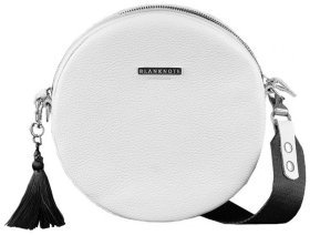 Кругла жіноча сумка-кроссбоді із натуральної шкіри білого кольору BlankNote Tablet 78786