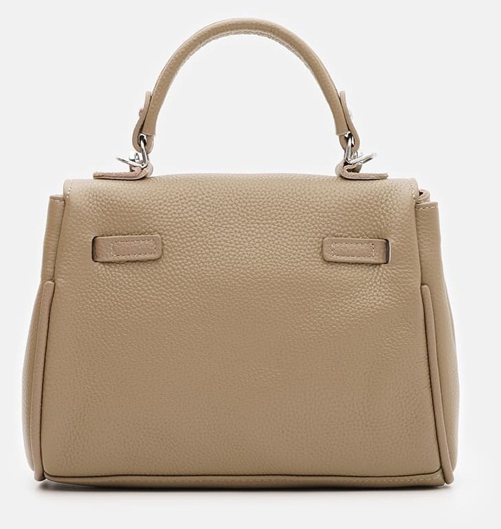 Деловая женская сумка из натуральной кожи с ручкой Borsa Leather 108886 бежевого цвета modnotak фото №3