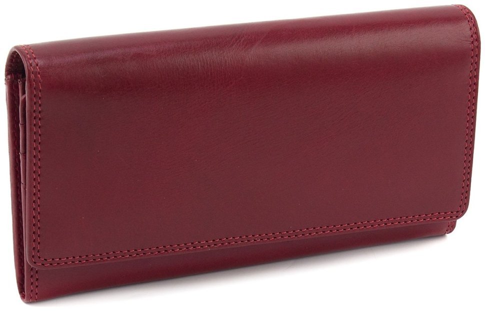 Великий жіночий гаманець з гладкої шкіри червоного кольору з RFID - Visconti 68886