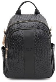 Якісний жіночий рюкзак із шкірзама чорного кольору Monsen 88886