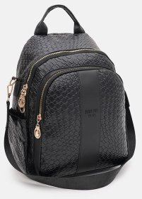 Якісний жіночий рюкзак із шкірзама чорного кольору Monsen 88886