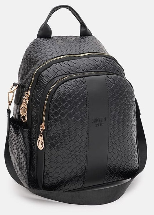 Качественный женский рюкзак из кожзама черного цвета Monsen 88886 фото №2 Качественный женский рюкзак из кожзама черного цвета Monsen 88886 modnotak фото №2