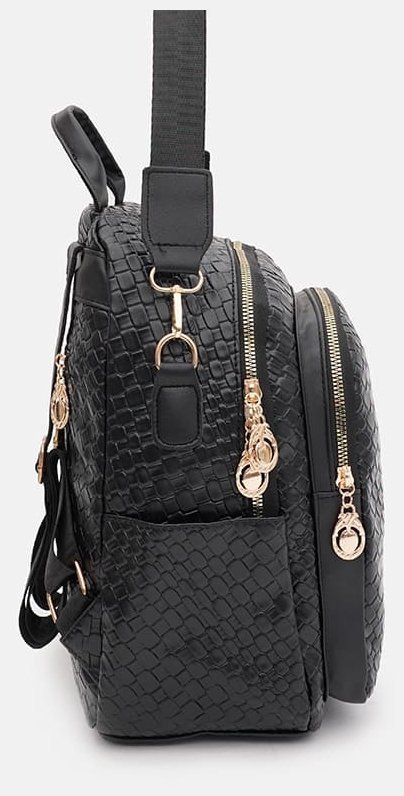 Качественный женский рюкзак из кожзама черного цвета Monsen 88886 фото №4 Качественный женский рюкзак из кожзама черного цвета Monsen 88886 modnotak фото №4