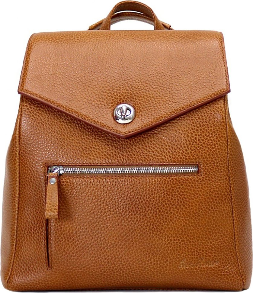 Світло-коричневий жіночий рюкзак з натуральної шкіри з клапаном Issa Hara (27095)