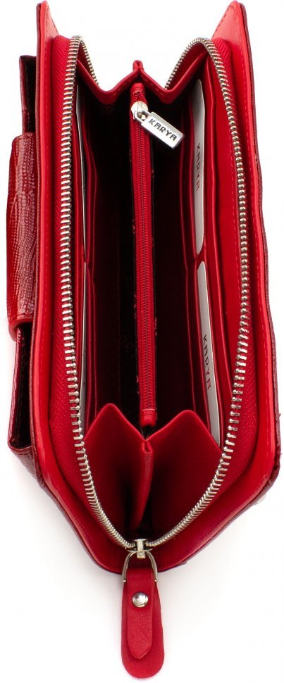 Елегантний жіночий гаманець-клатч червоного кольору з натуральної шкіри KARYA (19605)