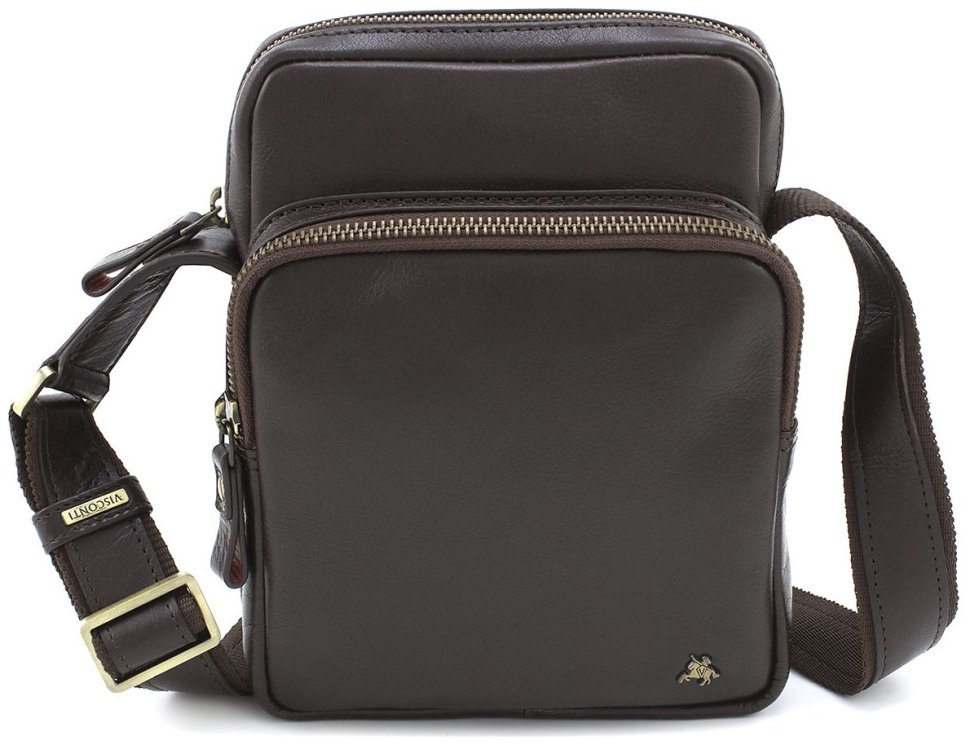 Якісна чоловіча сумка-планшет із натуральної шкіри коричневого кольору Visconti Riley 69186